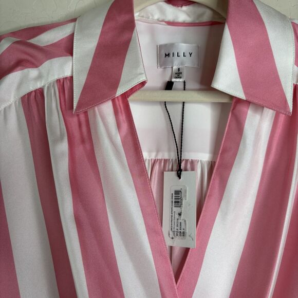 Milly Silk Striped Wrap Dress - Picture 5 of 6